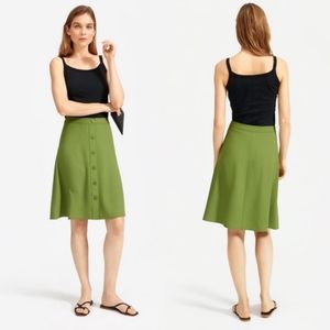 Everlane Japanese GoWeave Swing Skirt Button Front Green Size 4